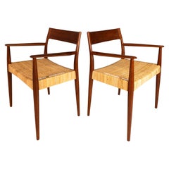 Set of 2 Danish Modern Arm Chairs by Enjar Larsen & Bender Madsen for Willy Beck