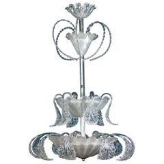 Superb Art Deco Ninfea Murano Glass Chandelier by Barovier Italy, 1940