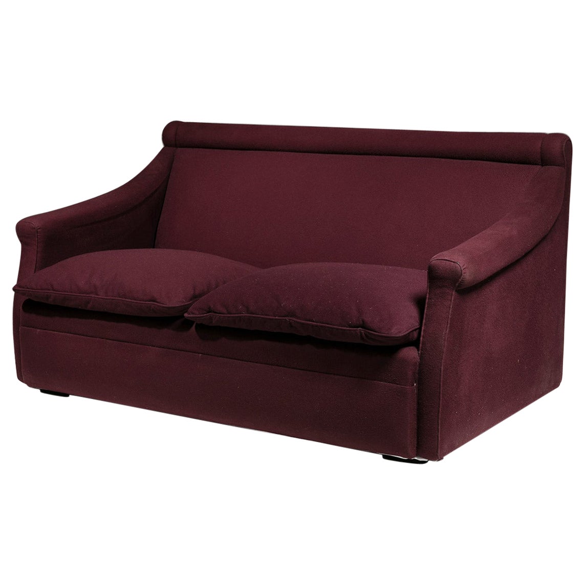 "San Siro" Plum Cloth Settee by Luigi Caccia Dominioni for Azucena, Italy, 1967