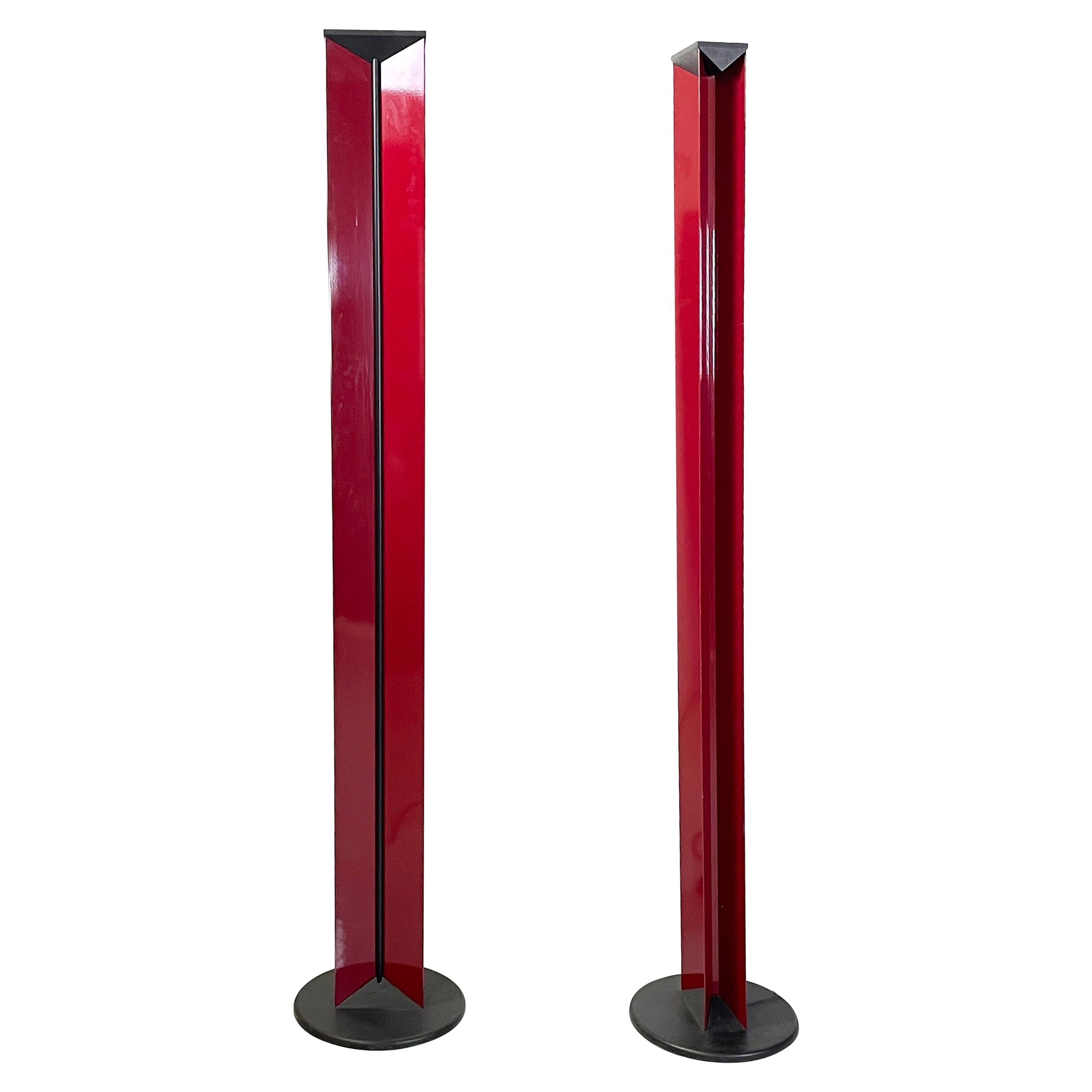 Italian modern Floor lamps in red metal and black plastic by Relco, 1990s
