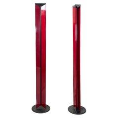 Vintage Italian modern Floor lamps in red metal and black plastic by Relco, 1990s