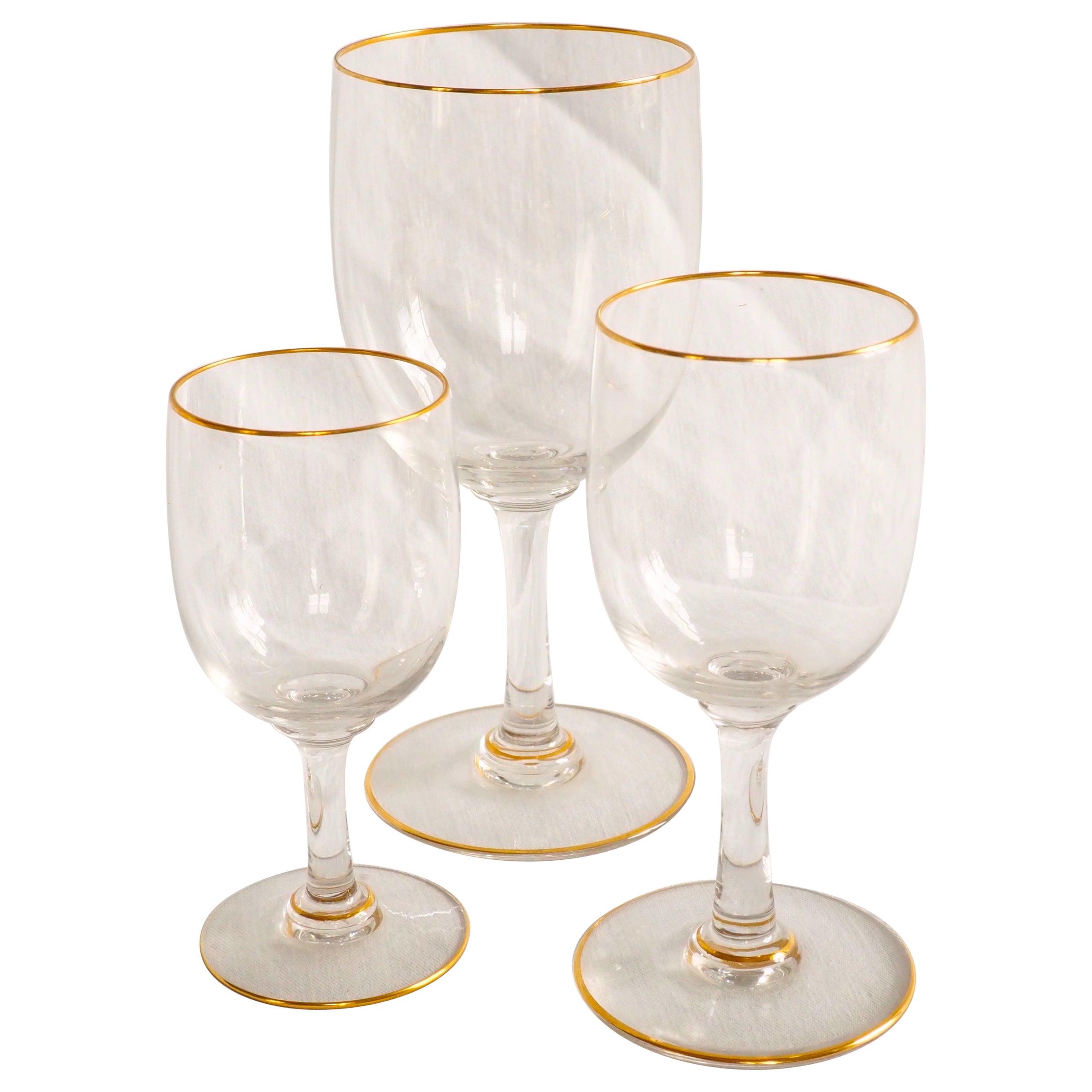 Set of 3 Baccarat crystal glasses - France - Perfection model enhanced with gold