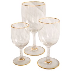 Ensemble de 3 verres Baccarat en cristal - France - Modèle Perfection rehaussé d'or