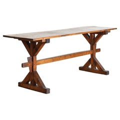 French Provincial Pinewood Trestle Table