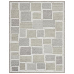 Hand-made Contemporary Swedish-Inspired Wool Flat-weave rug