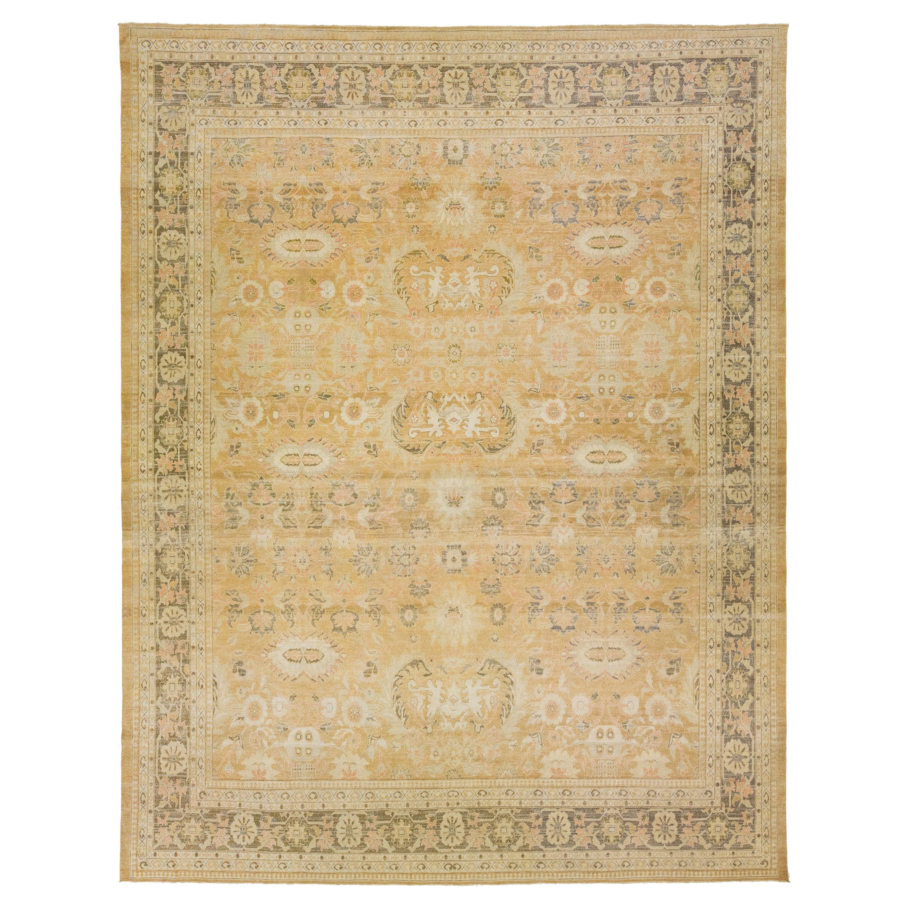 Allover Designed Wool Rug Antique Turkish Sivas Handmade In Brown 