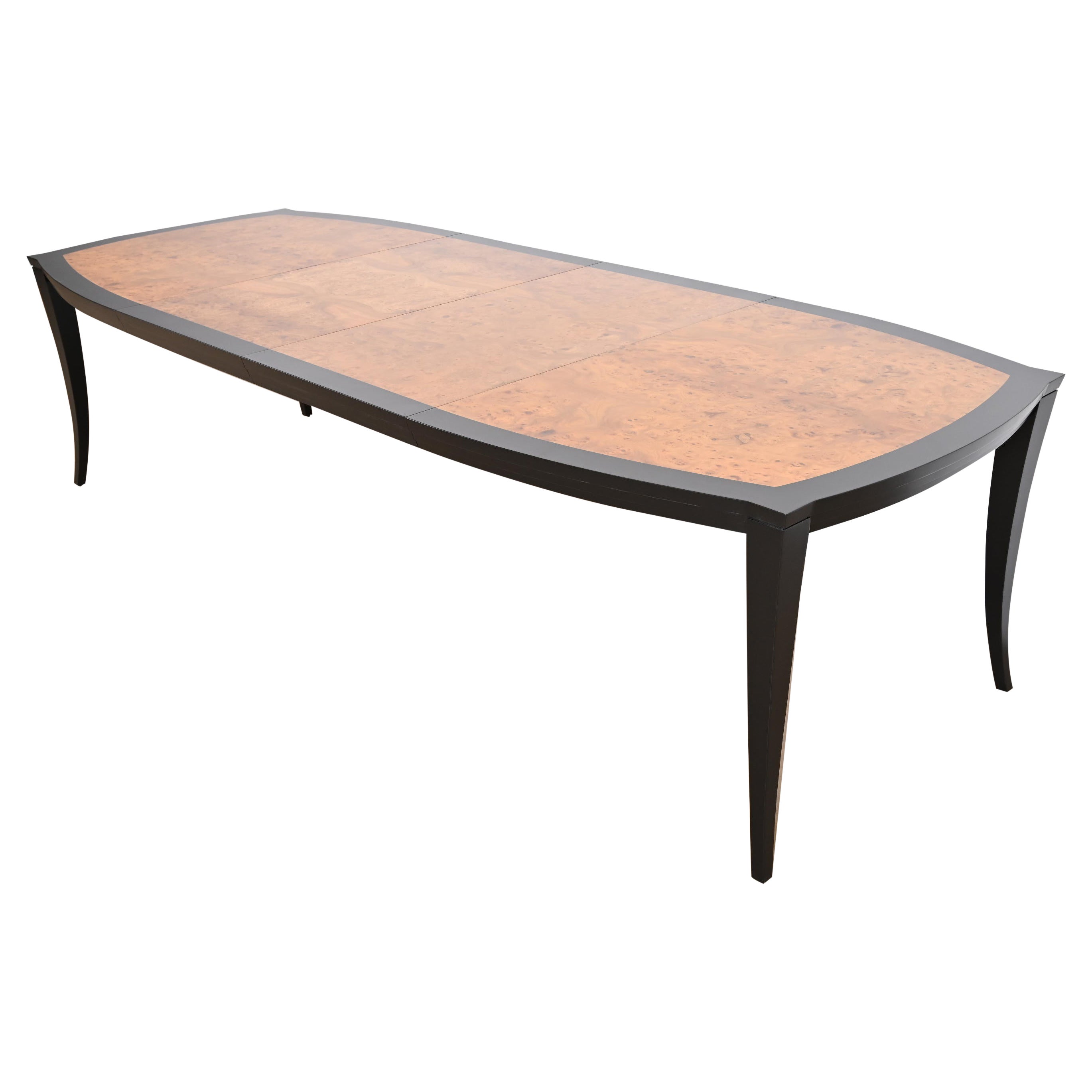 Vladimir Kagan Burl Wood and Black Lacquer Dining Table With Provenance For Sale