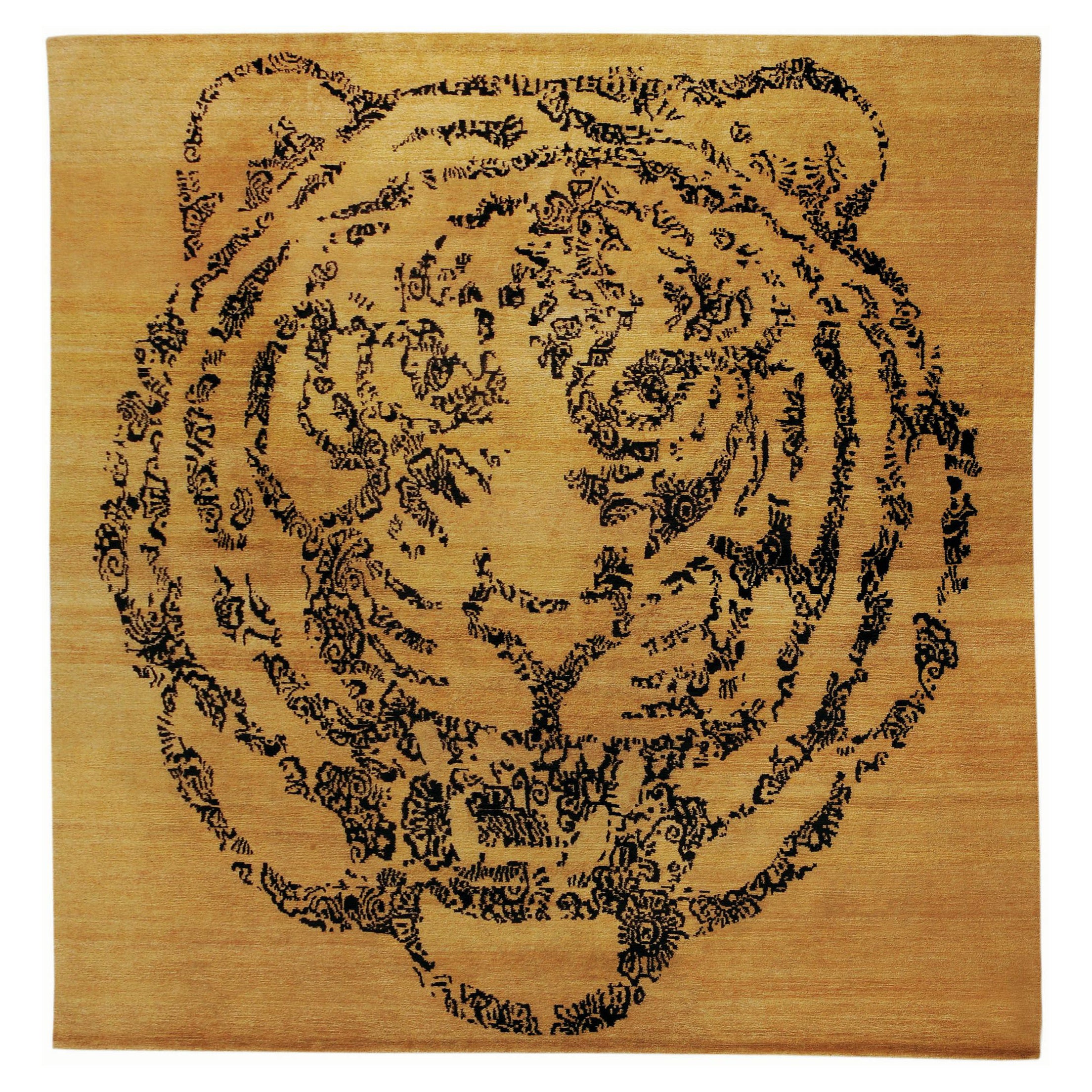 Domesticated Tiger - Paolo Giordano Moderner Design-Teppich aus Seide, handgeknüpft im Angebot