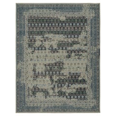 Rug & Kilim’s Distressed European Rug in Blue and teal with Floral Patterns