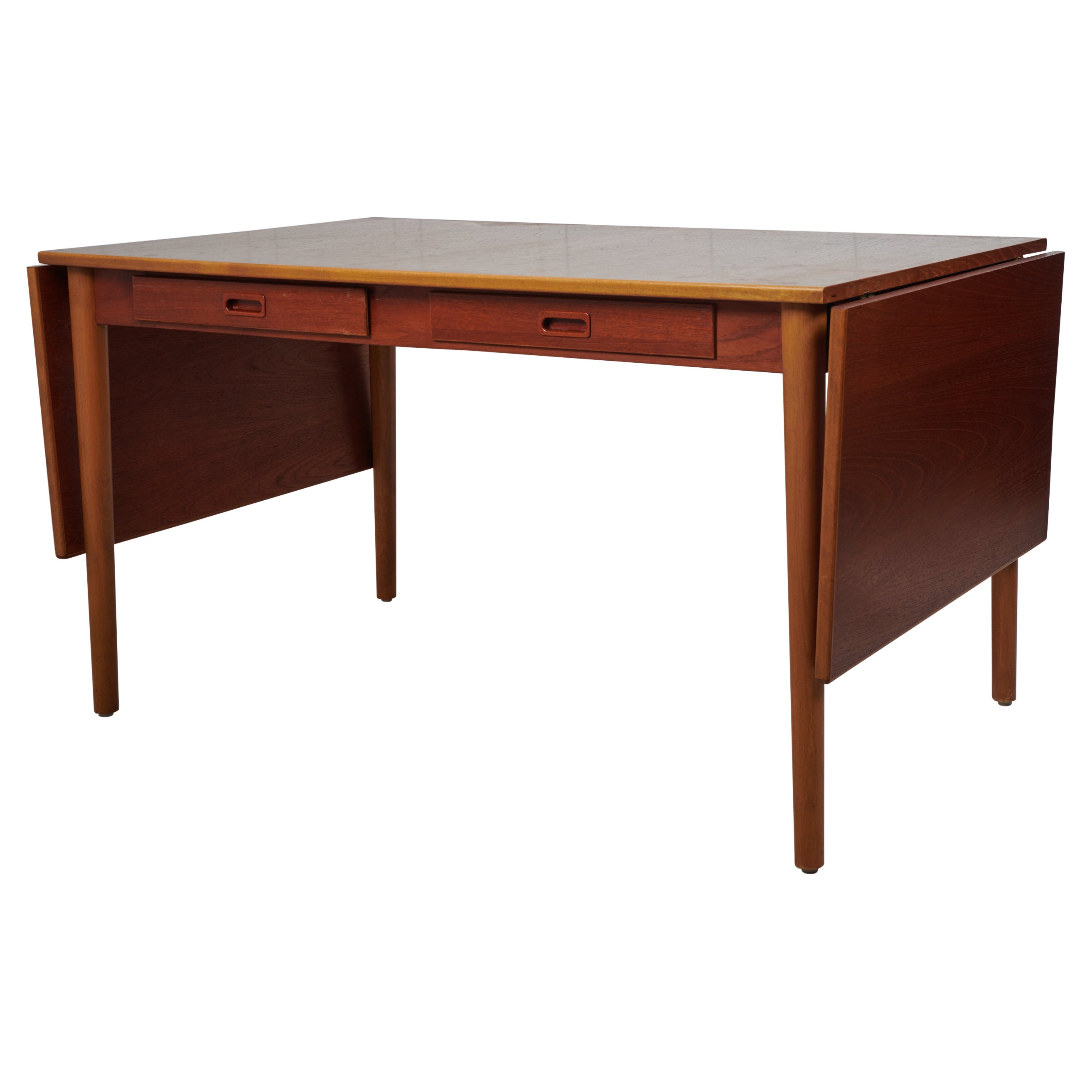 Mesa de comedor o escritorio moderno sueco de teca y haya Nils Jonsson en venta