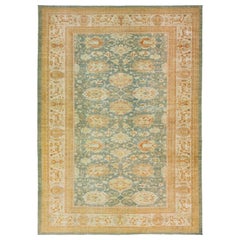 Antique Light Blue Persian Wool Rug Vinatge  from the 1940's with a Floral Design