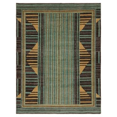 Rug & Kilim's Teppich im skandinavischen Stil in Blau mit geometrischen Mustern