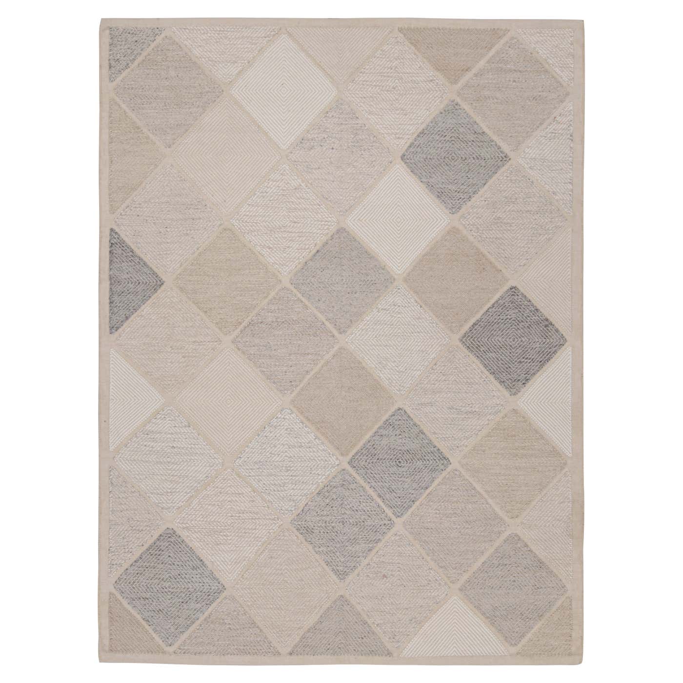 Rug and Kilim’s Scandinavian Style Rug in Beige, with Diamond Patterns ...