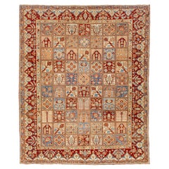 Persian 1920s Bakhtiari Multicolor Wool Rug With Allover Pattern