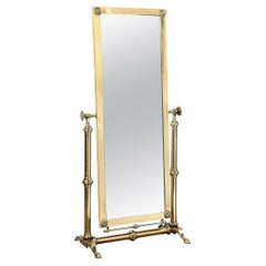 Mid-Century Modernist Articulating Brass Full Length Cheval Mirror