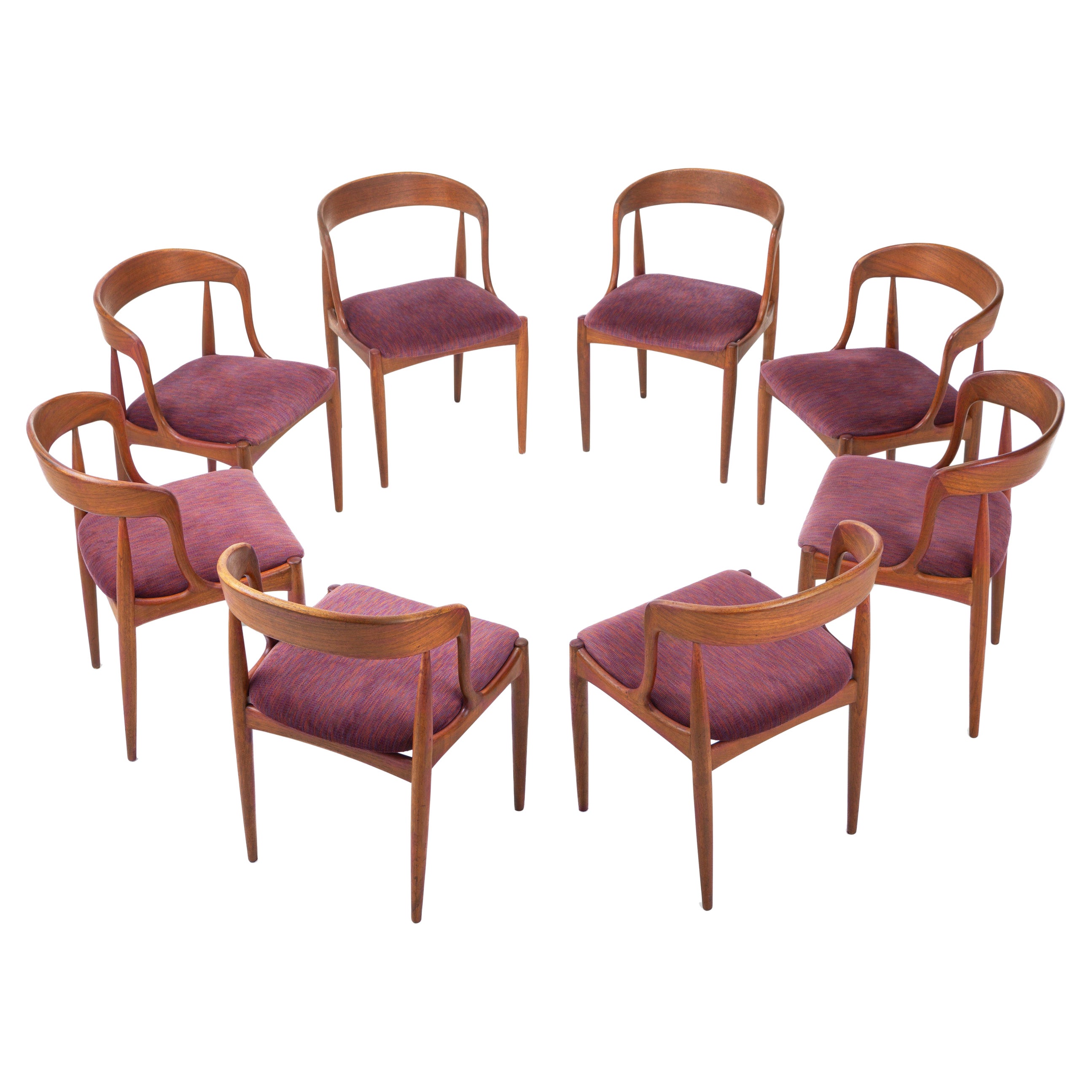 Ensemble de 8 chaises de salle à manger par Johannes Andersen pour Uldum, Danemark années 1960