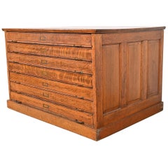 Used Arts & Crafts Oak Architect's Blueprint Flat File Cabinet, Circa 1900