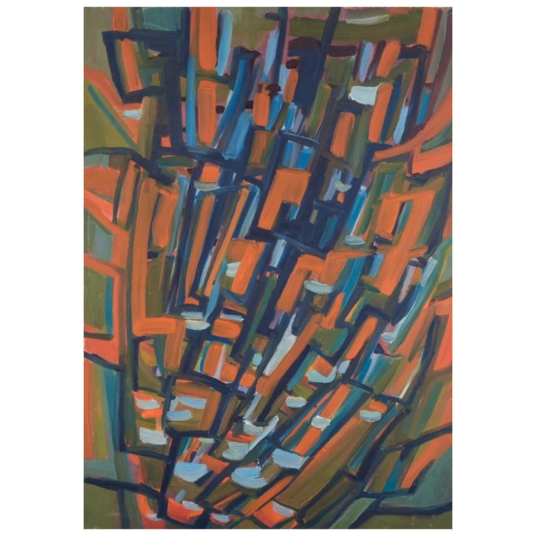 Monique Beucher, French artist. Oil on canvas. Abstract composition. From 1980s For Sale