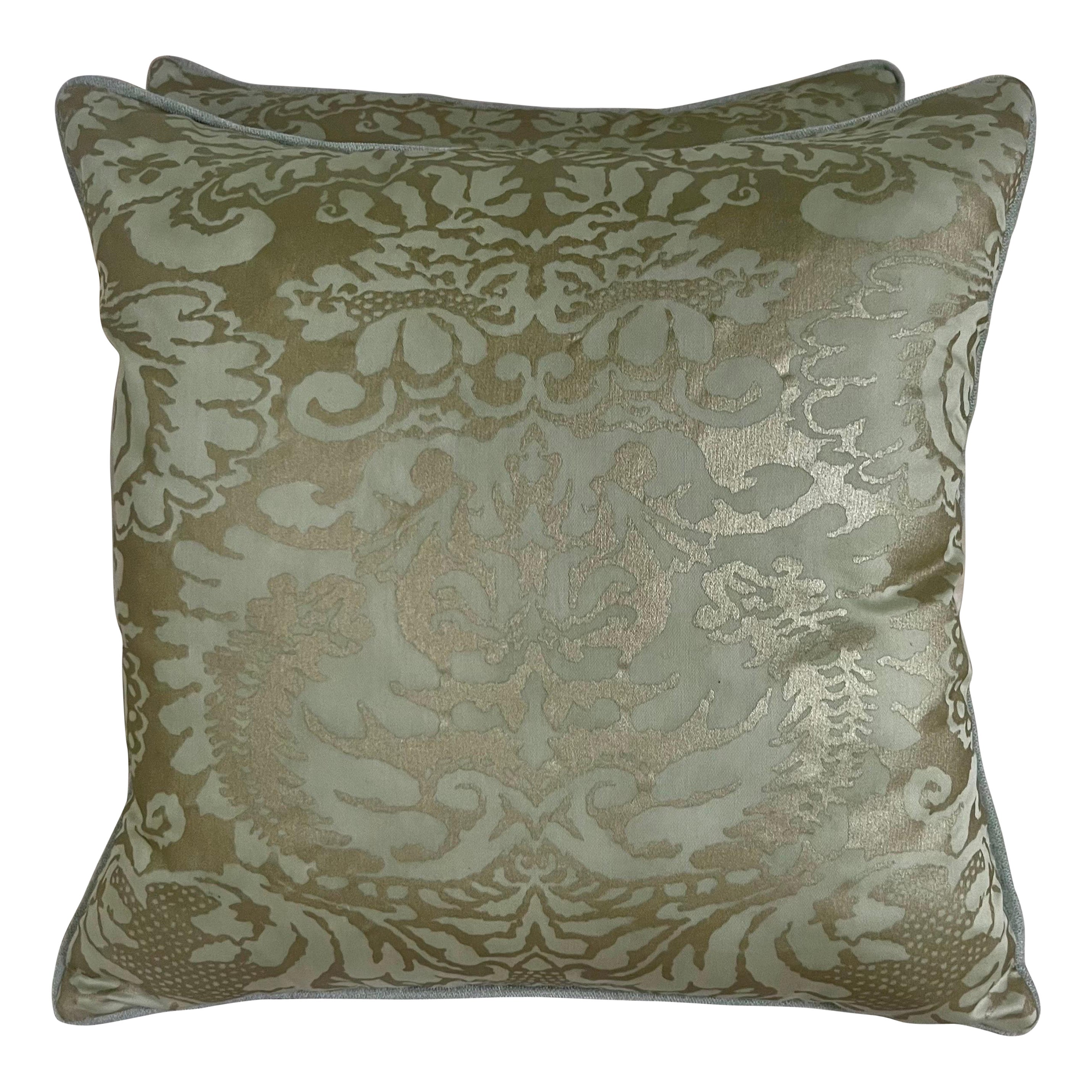 Pair of Fortuny Style Textile Pillows For Sale