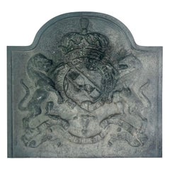 Plaque de cheminée victorienne en métal moulé 