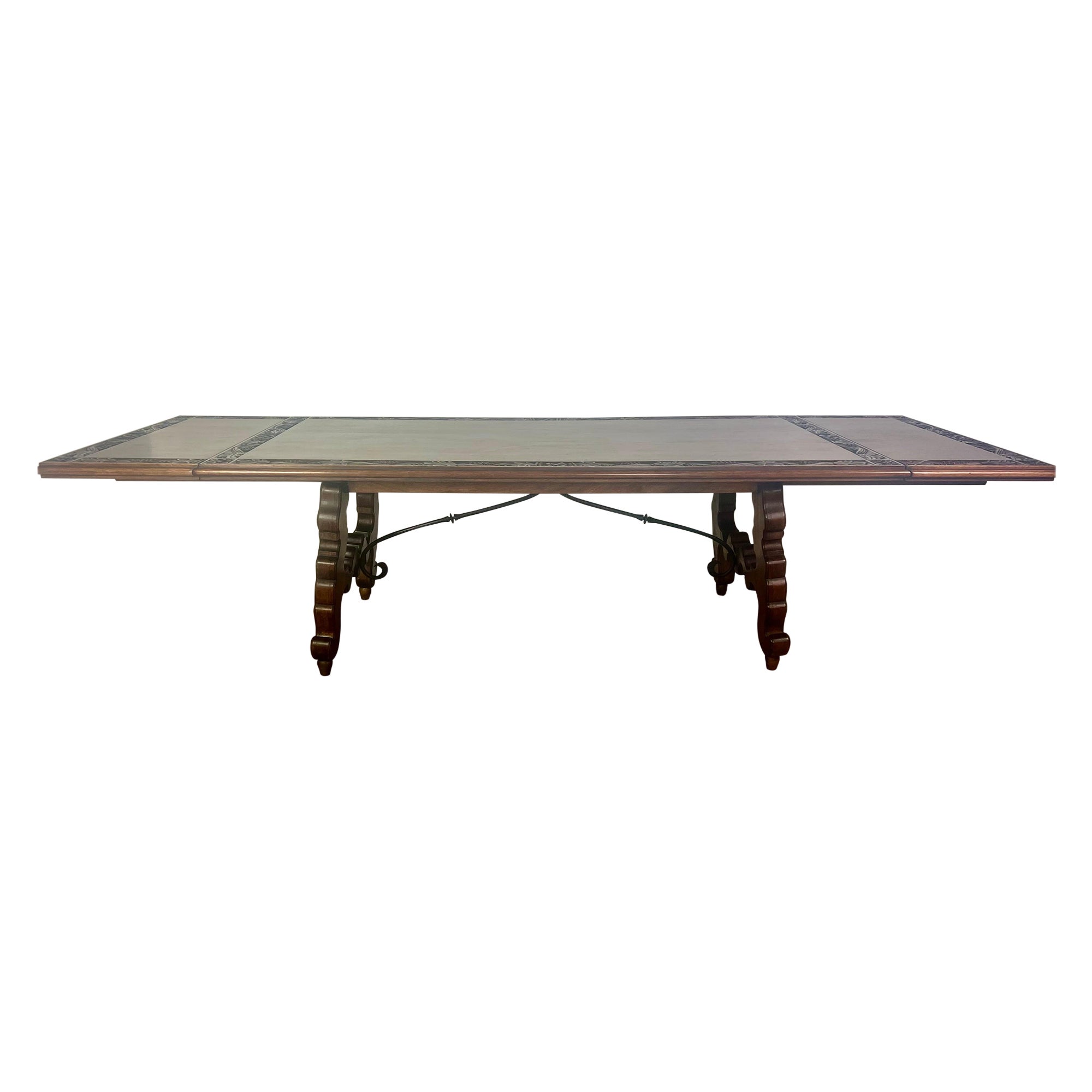 Early 20th Century Spanish Refractory Dining Table with Leaves For Sale