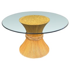 Sheaf of Wheat Bamboo Pedestal Dining Table by McGuire