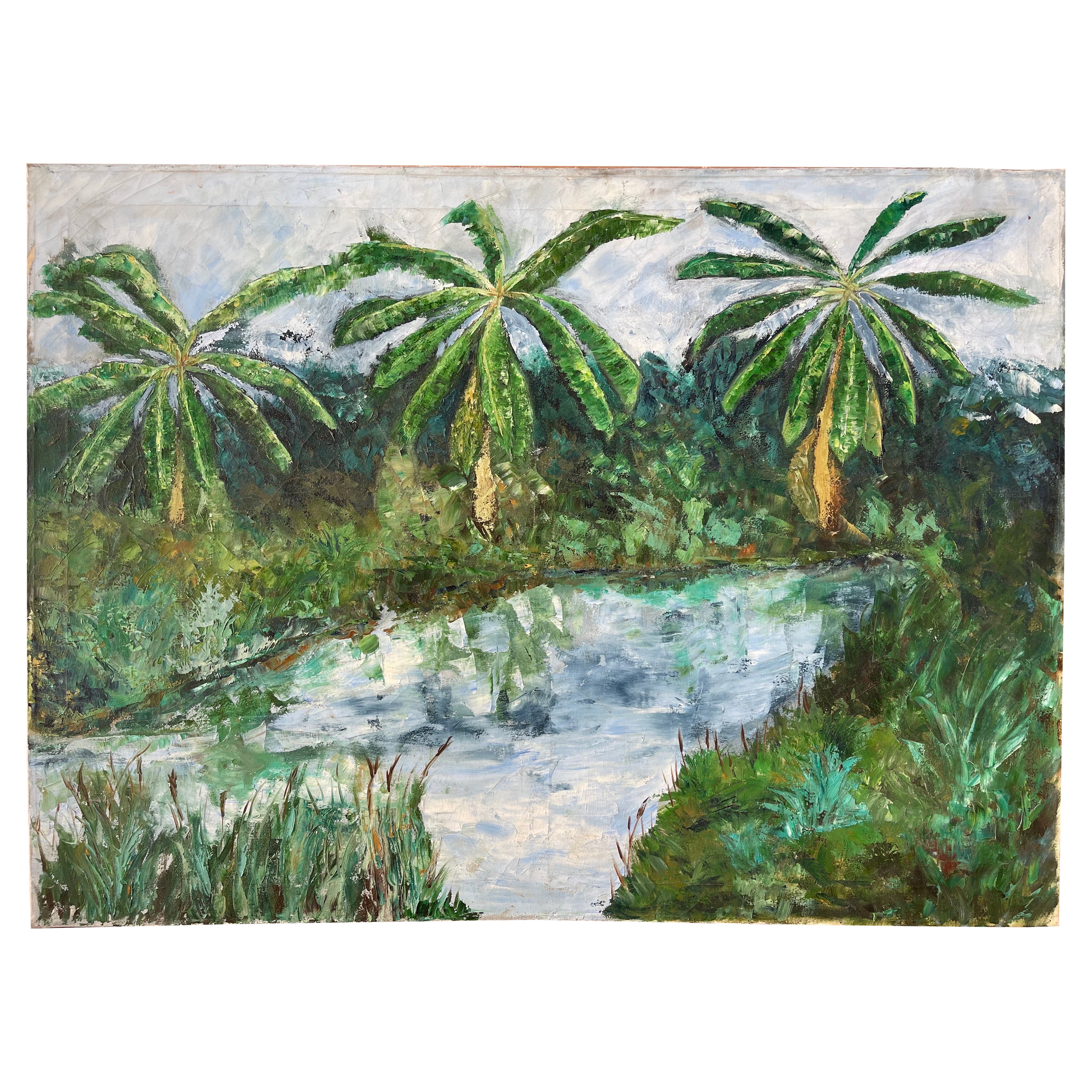 Pittura tropicale con palme