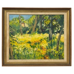 Happy Mid Century Impasto Painting of a Field