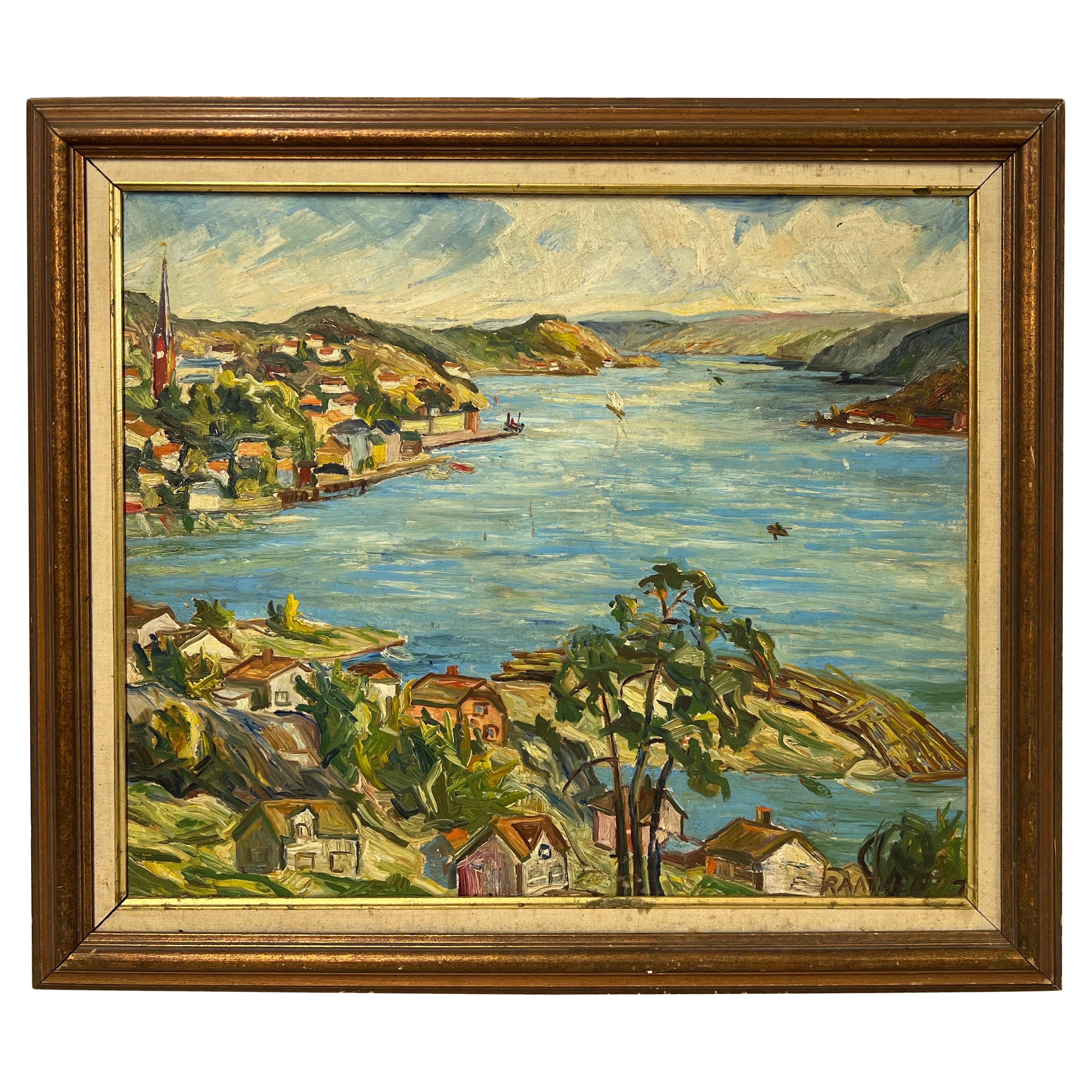 Óleo pesado Impasto sobre tabla de Escena portuaria