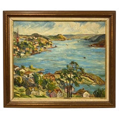 Heavy Impasto oil on board of Harbor Scene