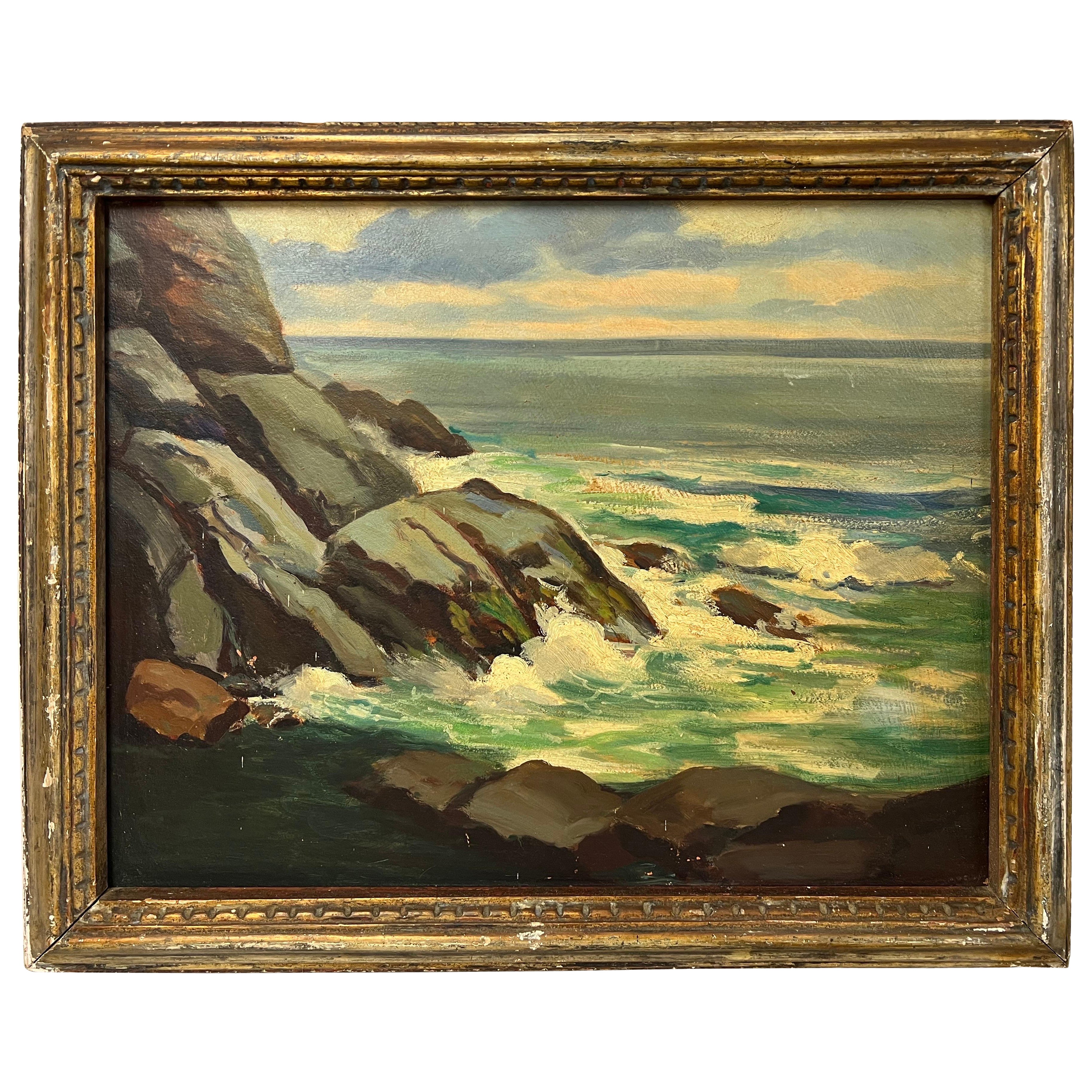 Oil on board of New Hampshire Coastal Scene