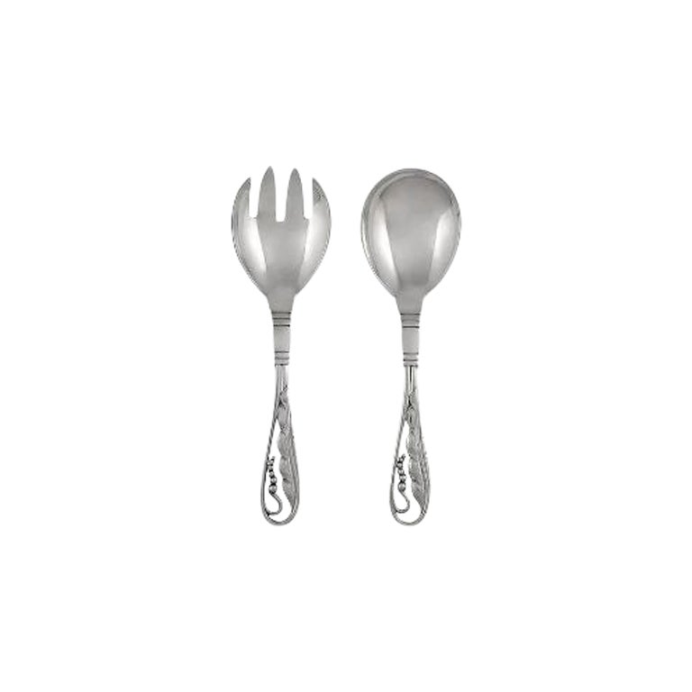 Set of Georg Jensen Sterling Silver Ornamental Serving, Design 42 For Sale