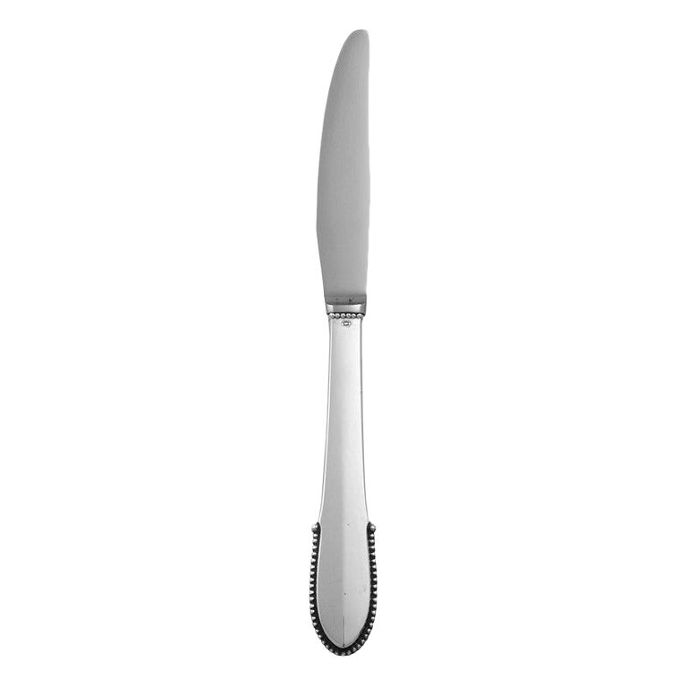 Georg Jensen Beaded Sterling Silver Dinner Knife Long Handle 014 For Sale
