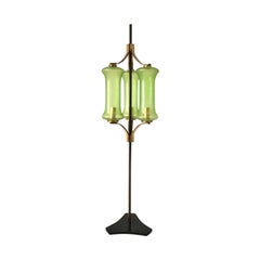 Mid-Century Modern, 1950s Italian floor lamp with glass diffusers brass element