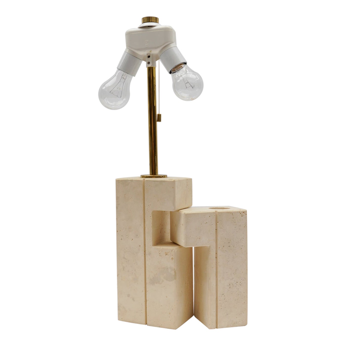 Lovely Travertine Table Lamp by Giuliano Cesari for Nucleo Sormani, 1960s, Italy For Sale