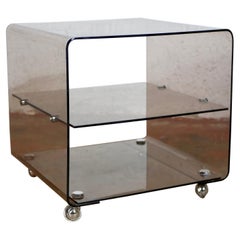 Plexiglass side table on wheels by Roche Bobois, France, 1970