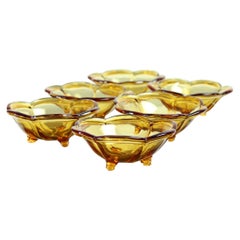 Set Of 6 Smaller Bowls In Amber Glass, Borske Sklo 1960s
