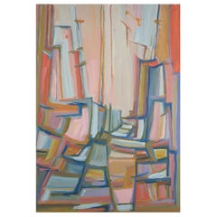 Monique Beucher. Oil on canvas. Abstract composition in pale palette.