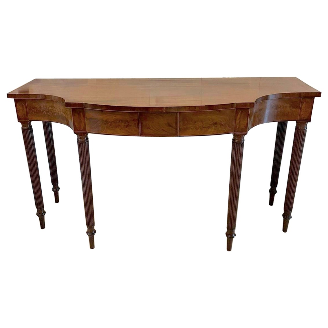 Outstanding Quality Antique Figured Mahogany Serpentine Shaped Serving Table