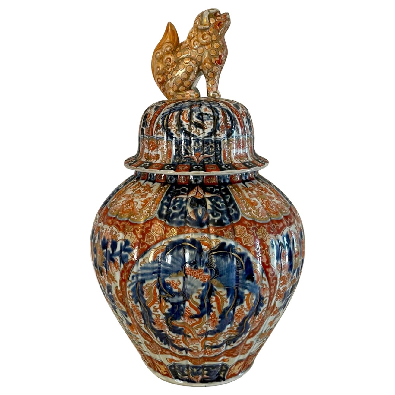 Large Antique 19th Century Quality Imari Lidded Vase For Sale