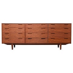 Vintage Ib Kofod Larsen Danish Modern Twelve Drawer Dresser in Teak 1960s