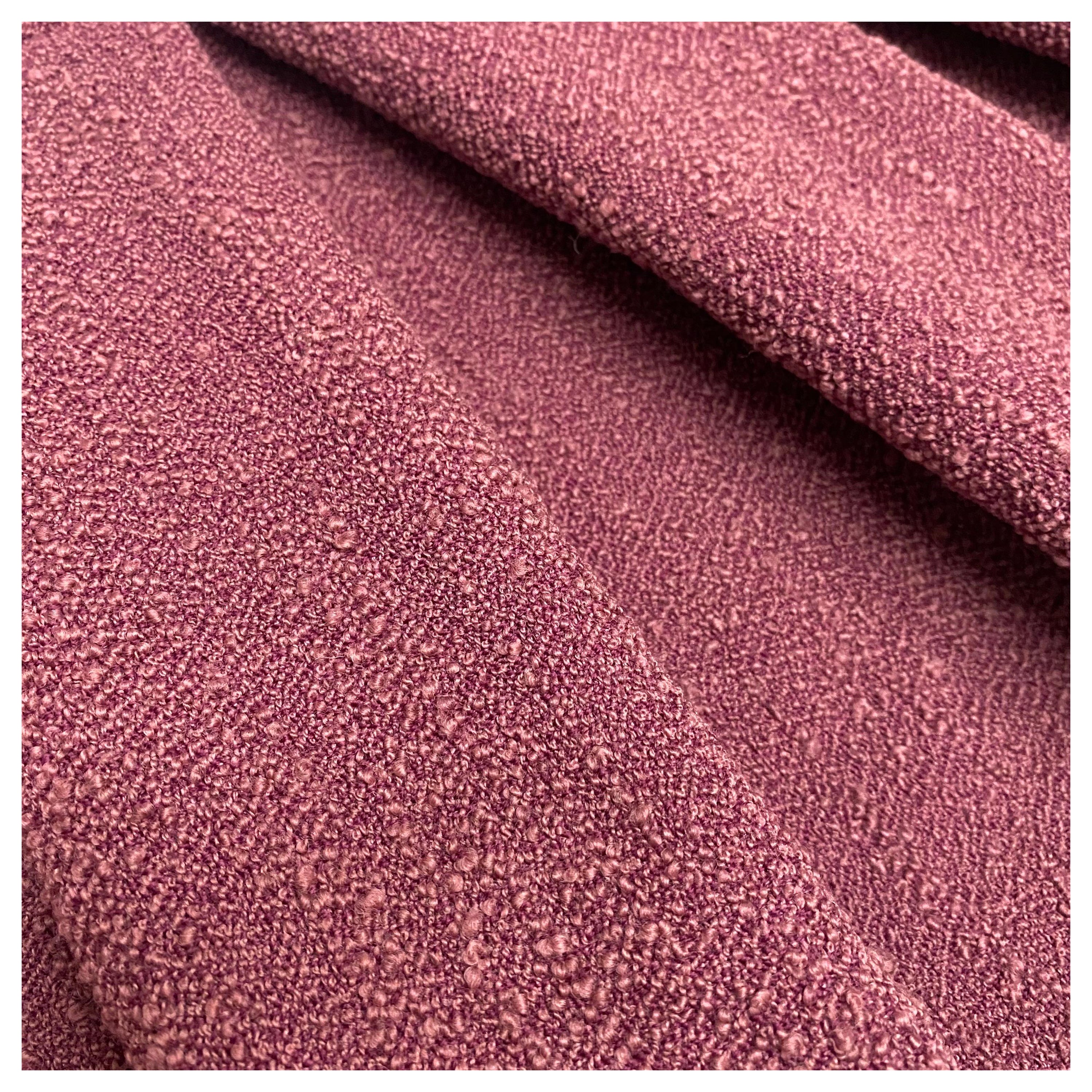 Organic 2000s Purple Wool Bouclé In Grape Maroon Vintage Upholstery Armchair  For Sale