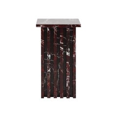 Custom Vondel Side Table Handcrafted in Polished Rosso Levanto Marble