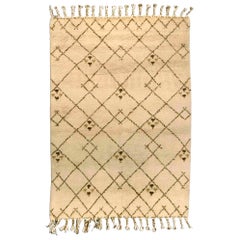 Mitte des 20. Jahrhunderts Tribal Marokko Geometrisches Design Handgeknüpfter Wollteppich