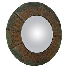 Retro Jean-Claude Monange French 1950’s glazed ceramic mirror