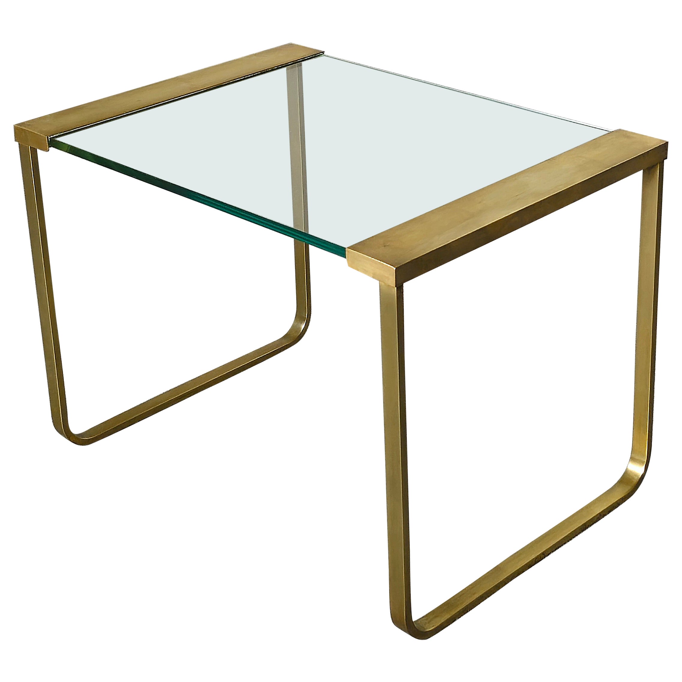 Coffee Table Brass Transparent Glass Rectangular Midcentury Modern Italy 1960s For Sale