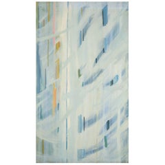 Monique Beucher. Oil on canvas. Abstract composition in blue and white