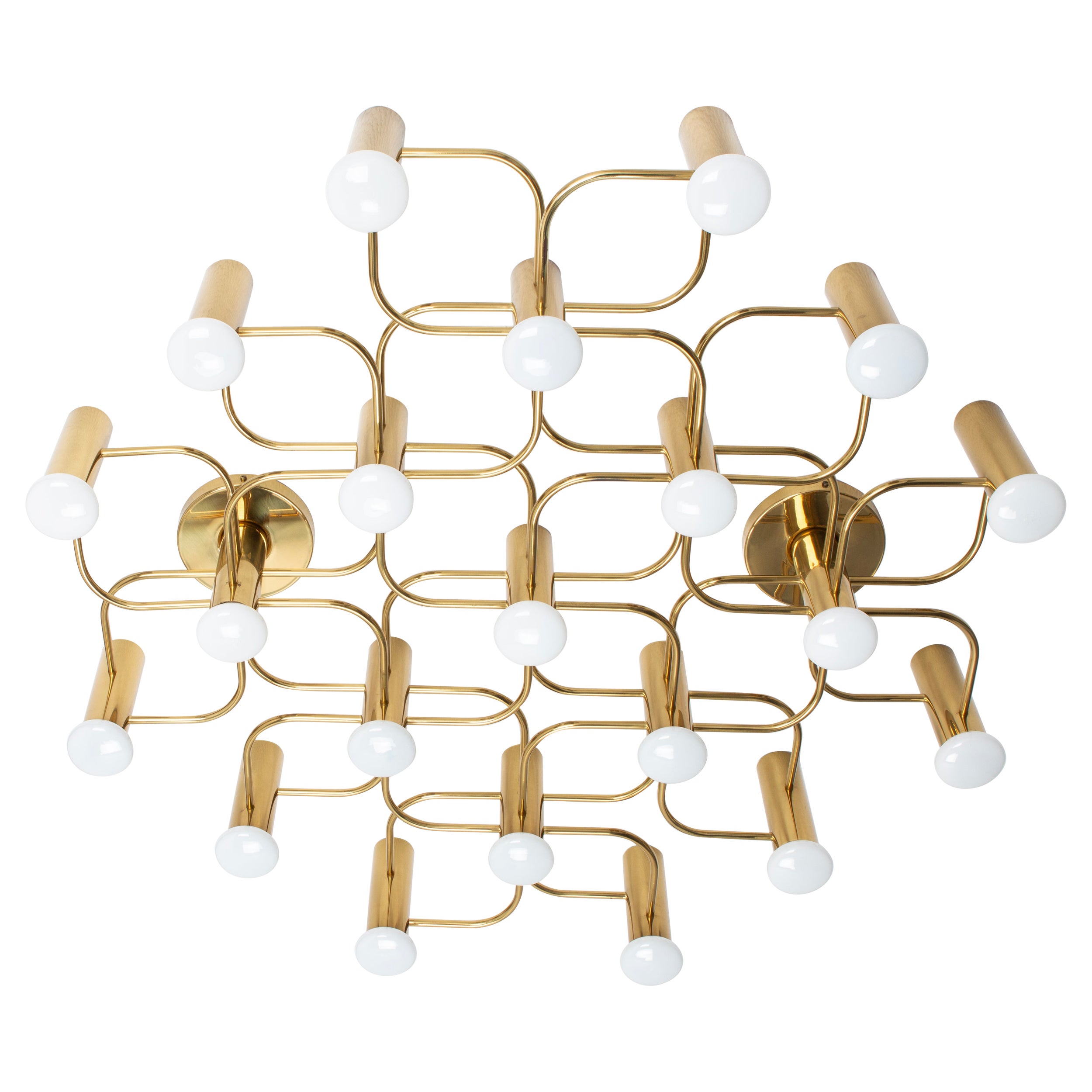 Extra Large Leola Flush Mount Sciolari Light Fixture Ottone, Germania, anni '70
