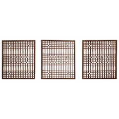 Used Asian Window Panels with Geometric Design