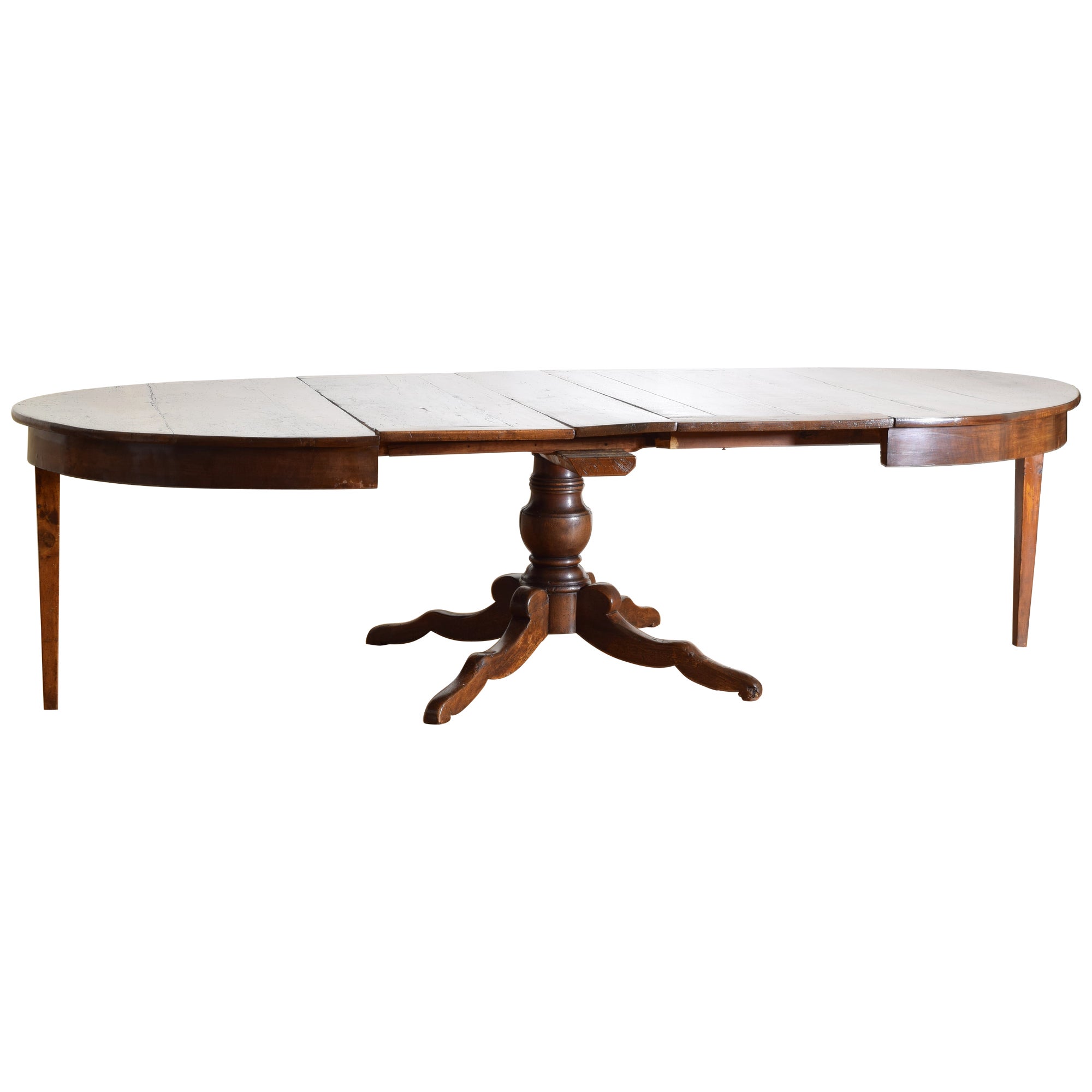 Italian, Tuscany, Neoclassic Solid Walnut Extension Dining Table, ca. 1840